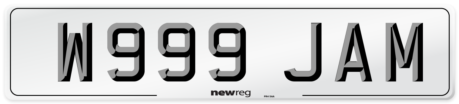 W999 JAM Number Plate from New Reg